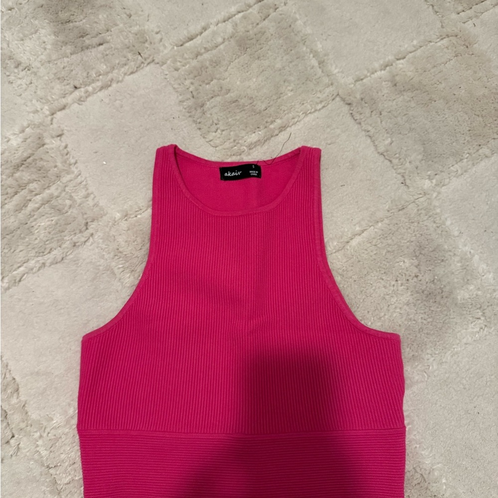 AKIRA Fuchsia Ribbed Tank Top